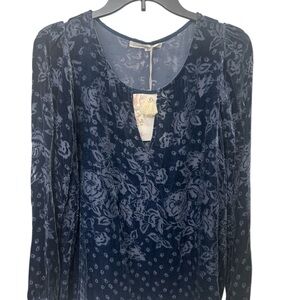 Johnny Was Floral Waves Navy Blue Women's Top